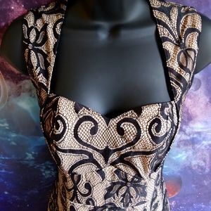 Knee Length Blackless Romance Lace  Dress